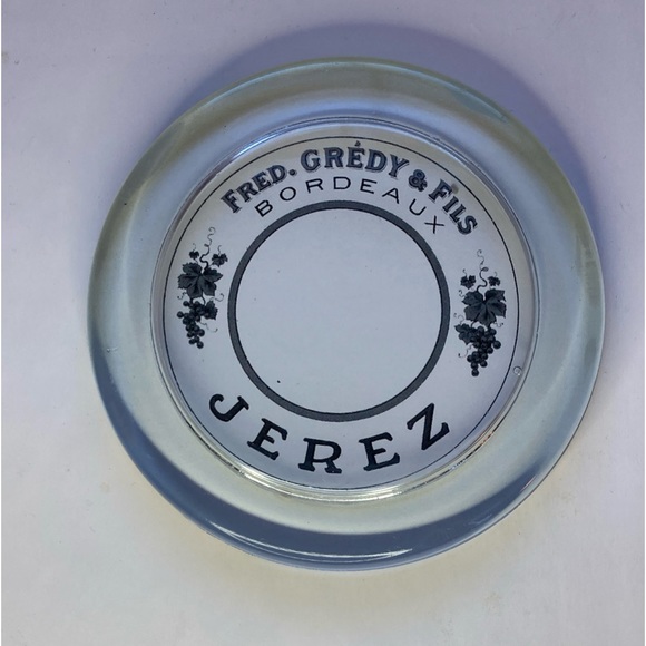 4 Heavy Round Glass Coasters Famous Wine Brand Labels Advertising Felt Backing - Picture 2 of 8